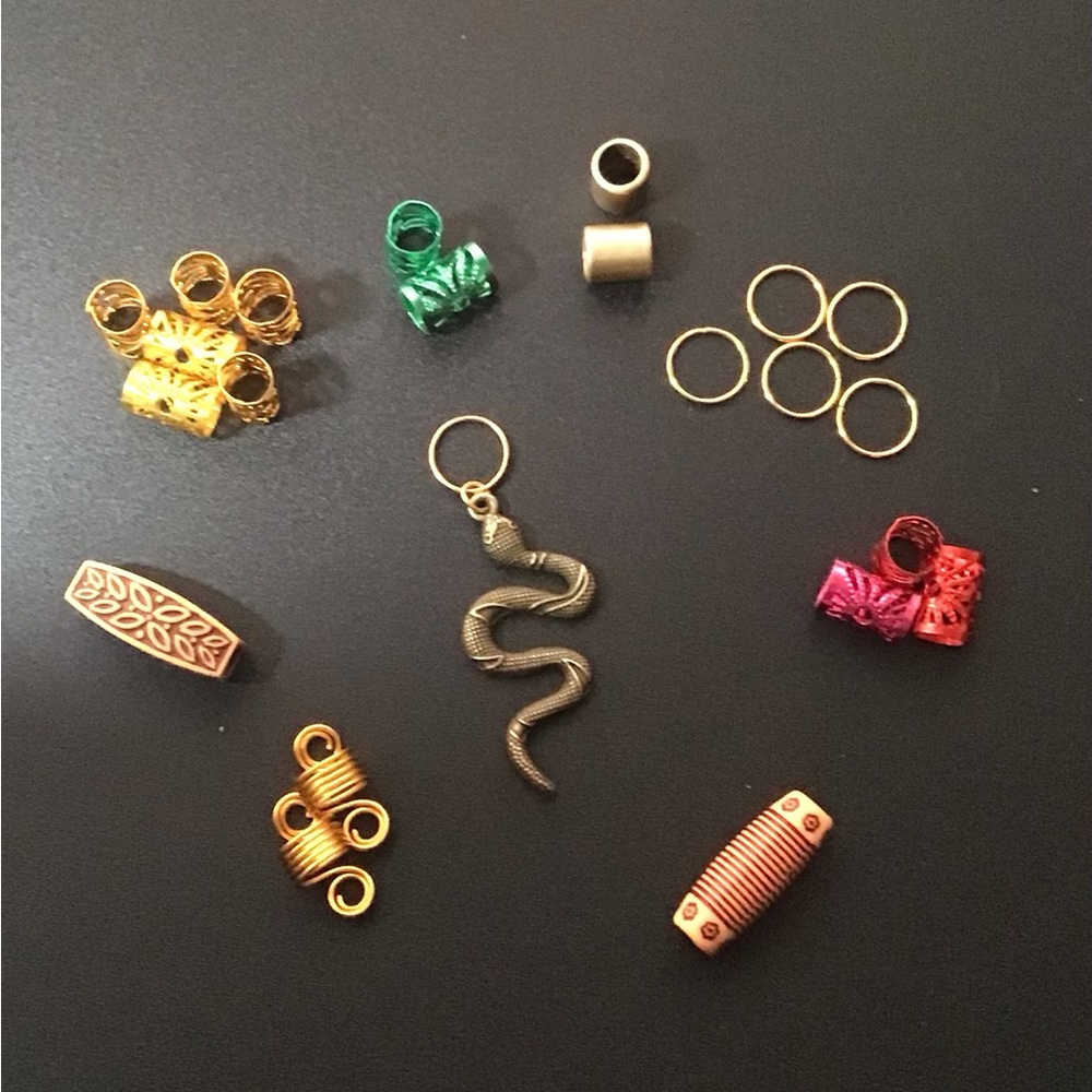 23 piece gold hair jewelry set, gold snake charm, gold, hair jewelry
